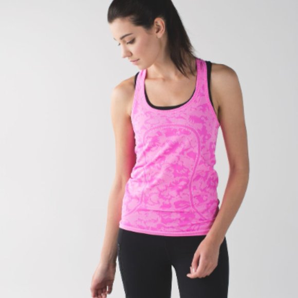 lululemon athletica Tops - Lululemon Swiftly Tech Racerback Heathered Raspberry Glo Light Size 6